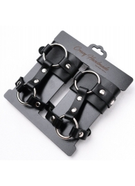 Черные наручники с креплением на кисть руки - Crazy Handmade - купить с доставкой в Магнитогорске