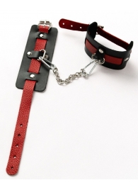 Черные оковы с красным декором и заклепками - Crazy Handmade - купить с доставкой в Магнитогорске