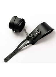 Черные кожаные оковы с креплением в виде веревочек - Crazy Handmade - купить с доставкой в Магнитогорске