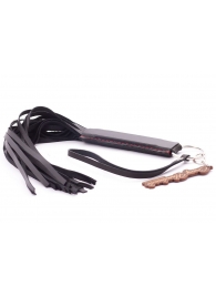 Черная кожаная плеть с удобной ручкой - 50 см. - Crazy Handmade - купить с доставкой в Магнитогорске