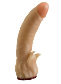 Телесная гелевая насадка-фаллос с клиторальными лепестками - 18,5 см. - LOVETOY (А-Полимер) - купить с доставкой в Магнитогорске