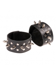 Чёрные напульсники с шипами и заклепками - Sitabella - купить с доставкой в Магнитогорске