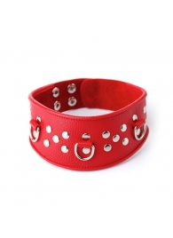 Кожаный красный ошейник с велюровой подкладкой - Sitabella - купить с доставкой в Магнитогорске