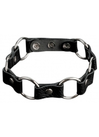 Кожаный черный ошейник с кольцами - Sitabella - купить с доставкой в Магнитогорске