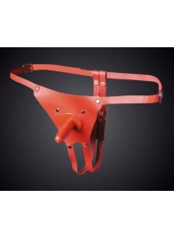 Красные кожаные универсальные трусики со штырьком для насадок - Sitabella - купить с доставкой в Магнитогорске