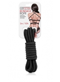 Черная хлопковая веревка для связывания - 3 м. - Lux Fetish - купить с доставкой в Магнитогорске