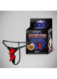 Чёрные кожаные трусики с двумя штырьками для насадок - Sitabella - купить с доставкой в Магнитогорске