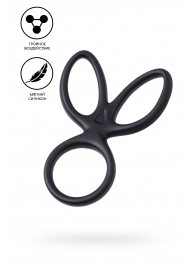 Черное тройное кольцо на пенис Kraken - A-toys - в Магнитогорске купить с доставкой