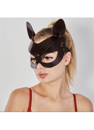 Коричневая кожаная маска  Кошечка - Sitabella - купить с доставкой в Магнитогорске