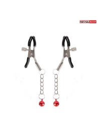 Серебристые зажимы на соски с шариками на цепочках - Notabu - купить с доставкой в Магнитогорске