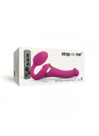 Ярко-розовый безремневой страпон Multi Orgasm Size S с клиторальной стимуляцией - Strap-on-me - купить с доставкой в Магнитогорске