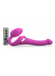 Ярко-розовый безремневой страпон Multi Orgasm Size S с клиторальной стимуляцией - Strap-on-me - купить с доставкой в Магнитогорске