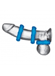 Комплект из трех голубых эрекционных колец 3-Pack Ribbed Rider Cock Ring Set - BlueLine - в Магнитогорске купить с доставкой