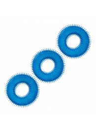 Комплект из трех голубых колец для эрекции 3-Pack Ultra-Stim Stretch Cock Rings - BlueLine - в Магнитогорске купить с доставкой