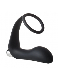 Черное эрекционное кольцо с вибропробкой Vibrating Anal Plug With Cockring - Dream Toys - в Магнитогорске купить с доставкой