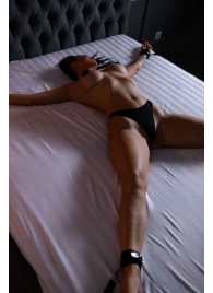 Черный кожаный набор фиксации на кровати Sex Game - БДСМ Арсенал - купить с доставкой в Магнитогорске