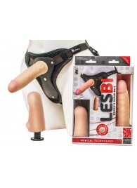 Телесный страпон Harness LESBI с вагинальной пробкой - 16,5 см. - LOVETOY (А-Полимер) - купить с доставкой в Магнитогорске