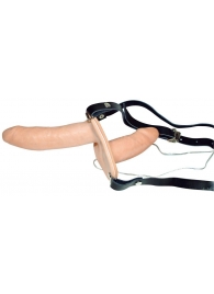 Телесный женский страпон с вагинальной пробкой Strap-On Duo - 15 см. - Orion - купить с доставкой в Магнитогорске