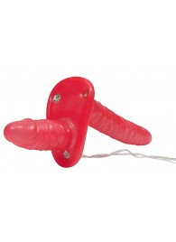 Красный женский страпон с вагинальной пробкой Bad Kitty - 18 см. - Orion - купить с доставкой в Магнитогорске