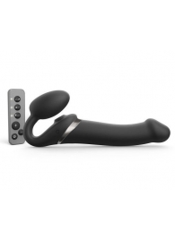 Черный безремневой страпон Multi Orgasm Size L с клиторальной стимуляцией - Strap-on-me - купить с доставкой в Магнитогорске
