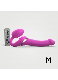 Ярко-розовый безремневой страпон Multi Orgasm Size M с клиторальной стимуляцией - Strap-on-me - купить с доставкой в Магнитогорске