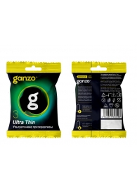 Ультратонкие презервативы Ganzo Ultra thin в мягкой упаковке - 3 шт. - Ganzo - купить с доставкой в Магнитогорске