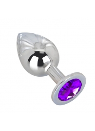 Большой плаг из стали с фиолетовым кристаллом Violet Dream - 9,5 см. - Erotic Fantasy - купить с доставкой в Магнитогорске