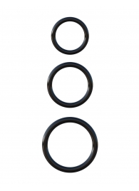 Набор из трех черных эрекционных колец Silicone 3-Ring Stamina Set - Pipedream - в Магнитогорске купить с доставкой