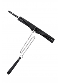 Черный кожаный ошейник-воротник с поводком - Pecado - купить с доставкой в Магнитогорске