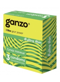 Ультратонкие презервативы Ganzo Ultra thin - 3 шт. - Ganzo - купить с доставкой в Магнитогорске