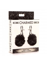 Зажимы для сосков с черным помпонами Pom Pom Nipple Clamps - XR Brands - купить с доставкой в Магнитогорске