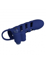Синяя насадка на пенис Powerful Ring - 18,8 см. - Baile - в Магнитогорске купить с доставкой