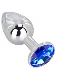 Анальное украшение BUTT PLUG  Small с синим кристаллом - 7 см. - Anal Jewelry Plug - купить с доставкой в Магнитогорске