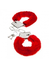Красные меховые наручники Love с ключиками - Baile - купить с доставкой в Магнитогорске