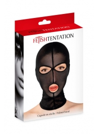 Черная сетчатая маска на голову с отверстиями для глаз и рта - Fetish Tentation - купить с доставкой в Магнитогорске