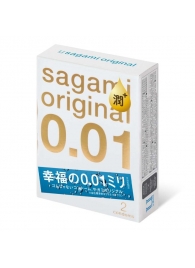 Увлажнённые презервативы Sagami Original 0.01 Extra Lub - 2 шт. - Sagami - купить с доставкой в Магнитогорске
