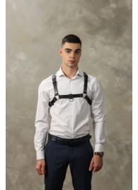 Черная мужская кожаная портупея №4 - БДСМ Арсенал - купить с доставкой в Магнитогорске