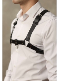 Черная мужская кожаная портупея №4 - БДСМ Арсенал - купить с доставкой в Магнитогорске