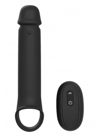 Черная насадка-удлинитель с вибрацией Vibrating Extender With Remote - Dream Toys - в Магнитогорске купить с доставкой
