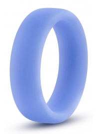 Голубое люминесцентное кольцо Silicone Glo Cock Ring - Blush Novelties - в Магнитогорске купить с доставкой