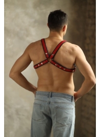 Черно-красная мужская портупея Black-Red - БДСМ Арсенал - купить с доставкой в Магнитогорске