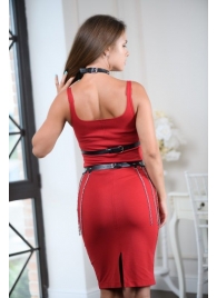 Черно-серебристая портупея-юбка plus size с цепочками - БДСМ Арсенал - купить с доставкой в Магнитогорске