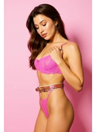 Эффектный розовый пояс из голографической эко-кожи - БДСМ Арсенал - купить с доставкой в Магнитогорске