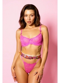 Эффектный розовый пояс из голографической эко-кожи - БДСМ Арсенал - купить с доставкой в Магнитогорске