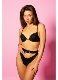 Эффектный черный пояс из лаковой эко-кожи - БДСМ Арсенал - купить с доставкой в Магнитогорске