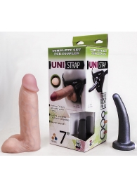 Страпон-унисекс с двумя насадками UNI strap 7  Harness - 19 и 16 см. - LOVETOY (А-Полимер) - купить с доставкой в Магнитогорске