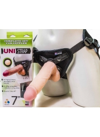 Страпон-унисекс с двумя насадками UNI strap 7  Harness - 19 и 16 см. - LOVETOY (А-Полимер) - купить с доставкой в Магнитогорске