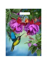 Пакет с принтом в виде колибри в цветах с вырубной ручкой (31х40 см) - Сима-Ленд - купить с доставкой в Магнитогорске