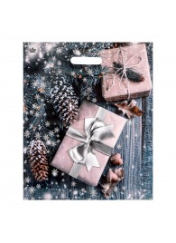 Новогодний пакет с принтом в виде подарков и вырубной ручкой (45х38 см) - Сима-Ленд - купить с доставкой в Магнитогорске