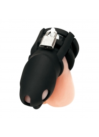 Черная клетка для пениса Silicone Small 2 in Cock Cage With Ball Divider - BlueLine - купить с доставкой в Магнитогорске